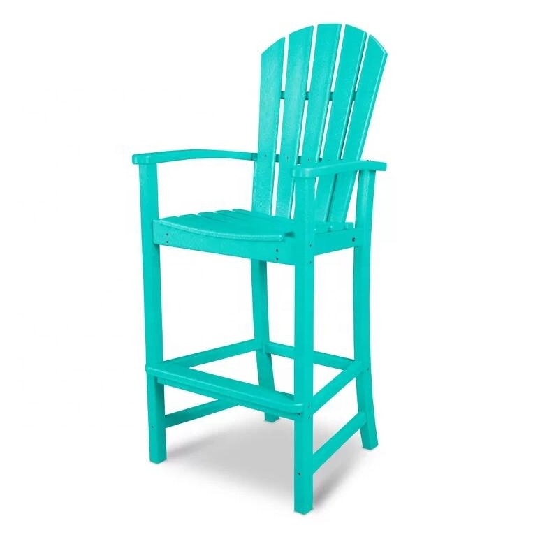 Premium Poly Outdoor Patios furniture garden high feet Adirondack bar stool wood chair