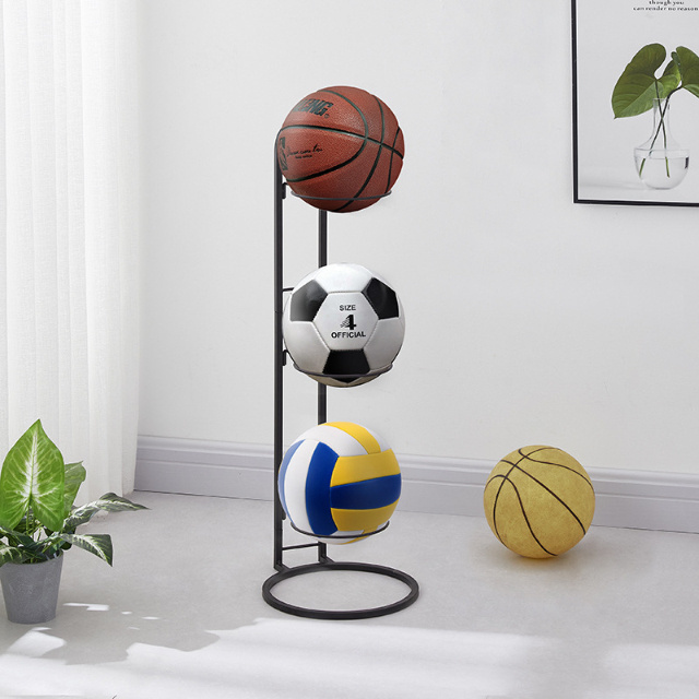 New Style Sports Equipment Organizer Removable Vertical Basketball Display Rack 3 Tier Cube Ball Metal Organizer Factory Selling