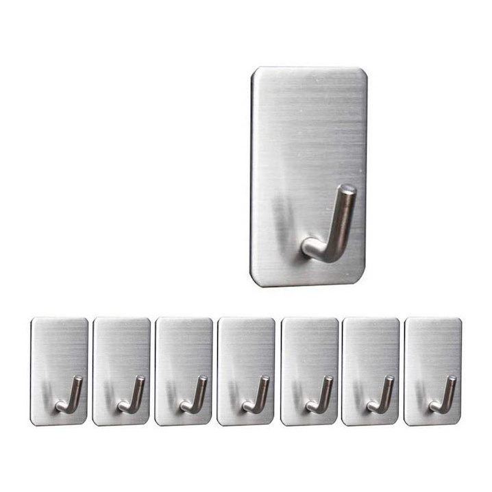 Bathroom Kitchen Stainless Steel Waterproof Hooks for Coat Key Hat Bag 10 Packs Hand Towel Hook