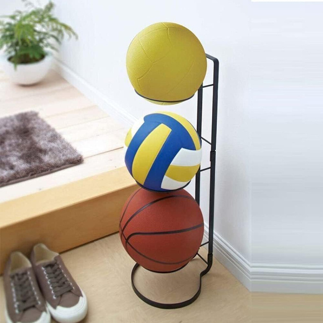 New Style Sports Equipment Organizer Removable Vertical Basketball Display Rack 3 Tier Cube Ball Metal Organizer Factory Selling