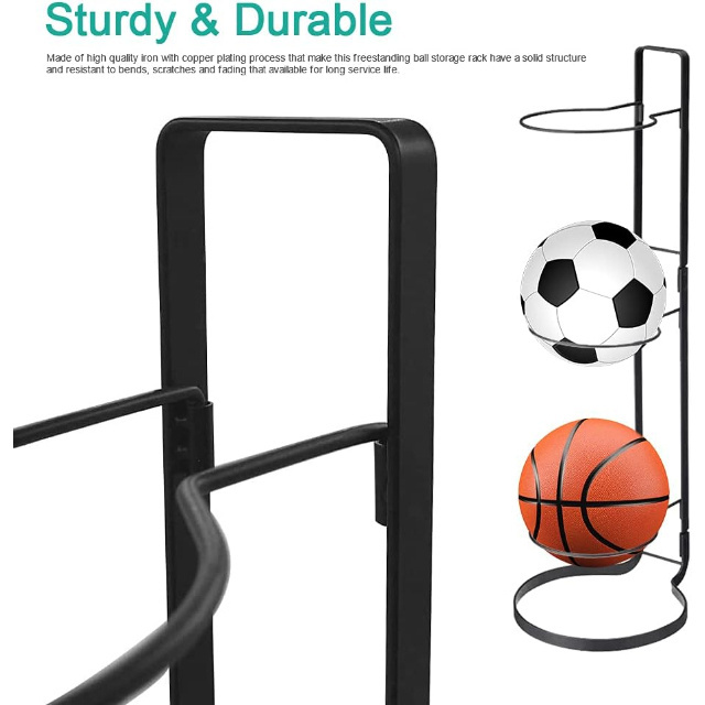 New Style Sports Equipment Organizer Removable Vertical Basketball Display Rack 3 Tier Cube Ball Metal Organizer Factory Selling