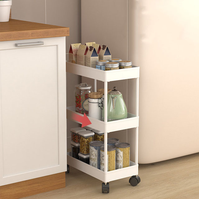 Kitchen Living Room Bathroom Laundry Room Mobile Storage Shelve 3-Tier Rolling Utility Cart