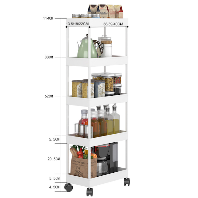 Kitchen Living Room Bathroom Laundry Room Mobile Storage Shelve 3-Tier Rolling Utility Cart