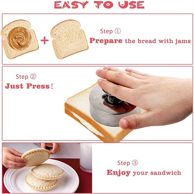 ODM Children'S Round Cookie Non-Stick Cutting Machine Food Grade Stainless Steel Sandwich Cutting And Sealing Mold