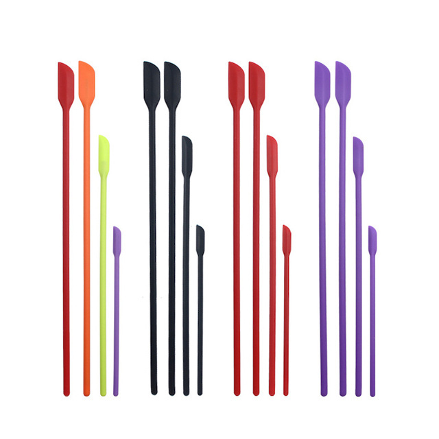 Multi-color Optional 4 Pack Silicone Spatula Kitchen Glass Jar Storage Bottles Cosmetic Mini Spatula