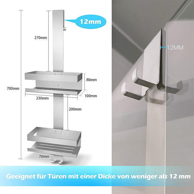 CUSTOM OEM Bathroom Hanging Double Shower Shelf with Hook Over the Door Shower Organizer