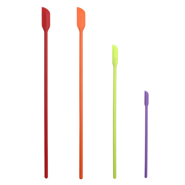 Multi-color Optional 4 Pack Silicone Spatula Kitchen Glass Jar Storage Bottles Cosmetic Mini Spatula