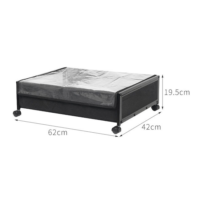 Custom ODM Bedroom Under Bed Storage with Wheels and Lid Black Metal Under Bed Shoe Storage Bins Drawer