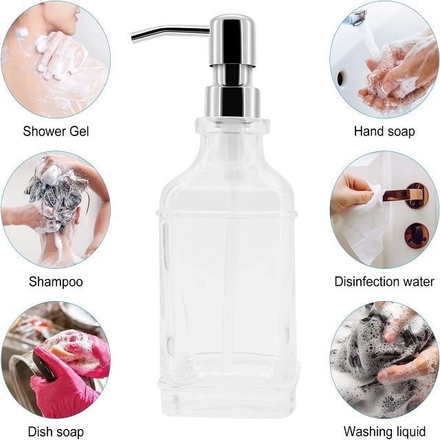 Custom Design Stainless Steel Pump Detergent Dispenser Kitchen Soap Dispenser Glass Soap 300/500ML