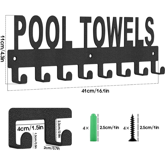 Professional Manufacture POOL TOWELS Metal Bathroom Entryway Towel Hooks Black Iron Towel Clothes Hat Hooks Premium Quality