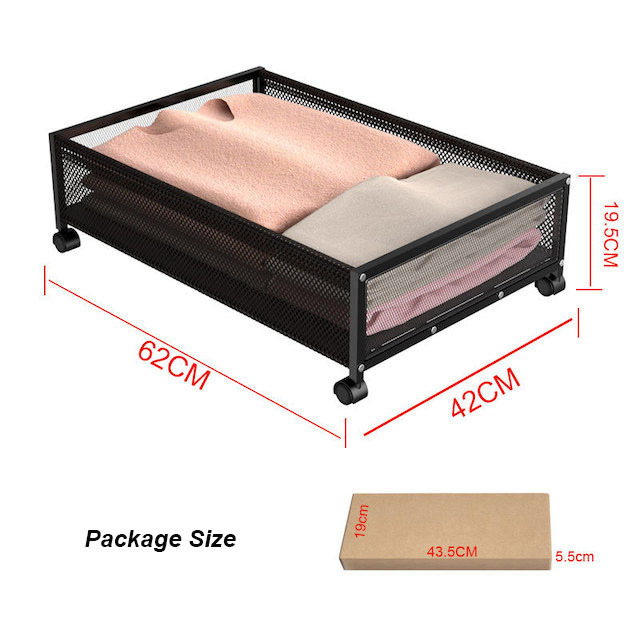 Custom Design Metal Under Bed Shoe Storage Organizer Drawer for Clothes Toys Books Rolling Under Bed Storage