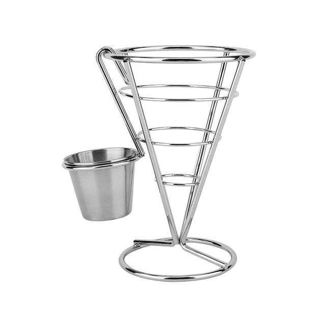 Good Quality Metal Stainless Steel French Fries Stand Cone Basket Holder