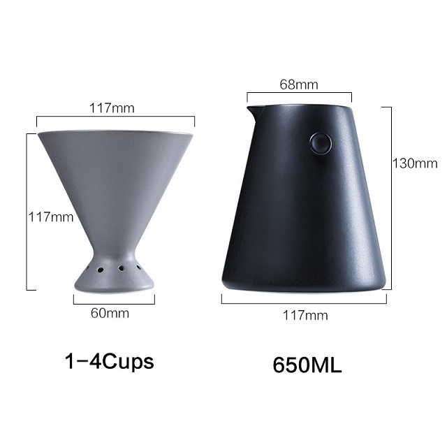 Best Selling Hand Pot Set Cone Funnel Coffee Dropper Black 1-4cups Home Coffee Colander Coffee Maker Accessories