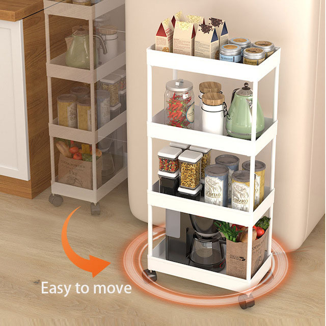 Kitchen Living Room Bathroom Laundry Room Mobile Storage Shelve 3-Tier Rolling Utility Cart