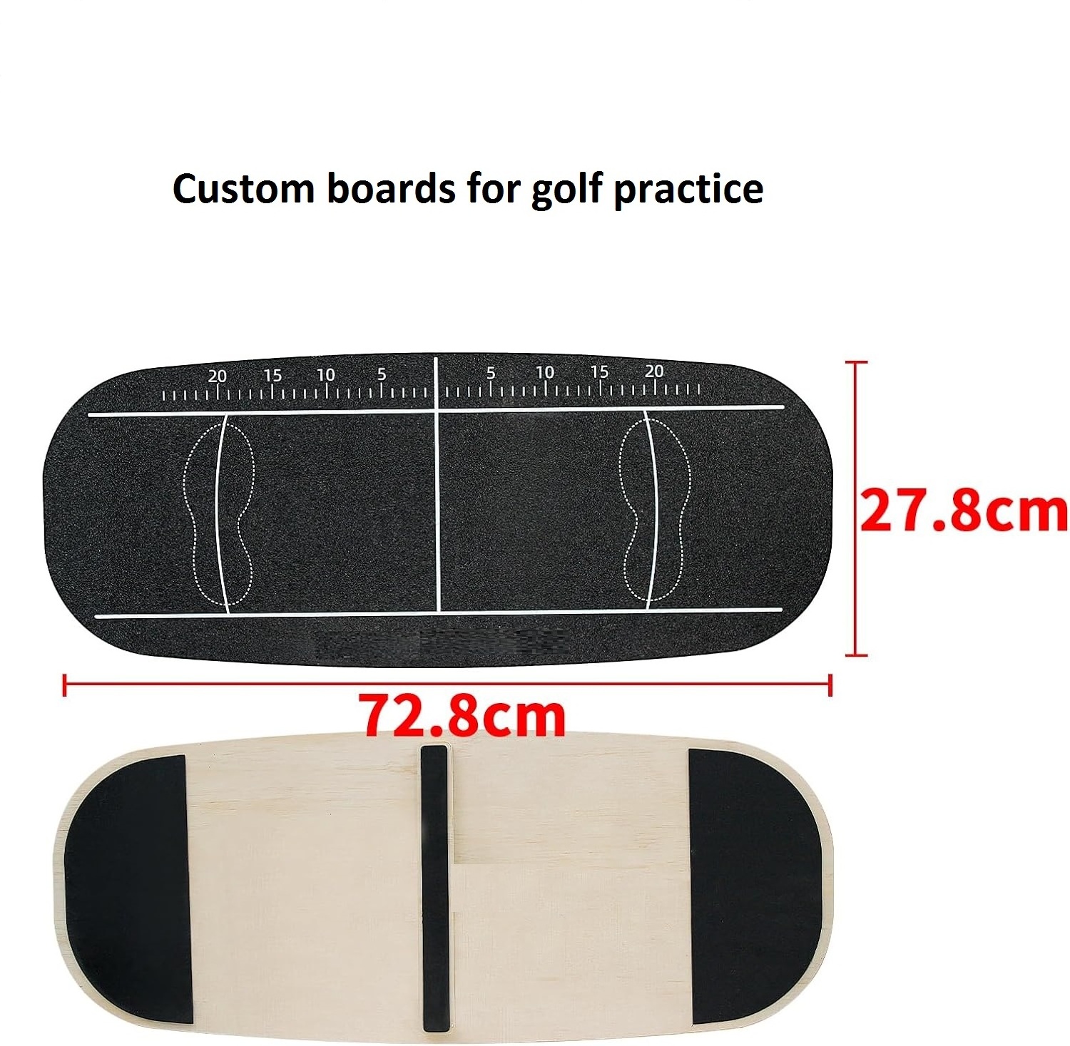 Custom Wooden Balance Board With Griptape And Rubber Bottom For Golf Training Golf Swing Practice Balance Board