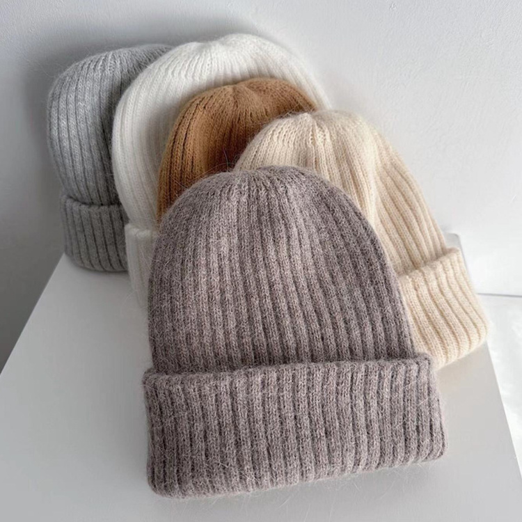 Double Thickened Rabbit Fur Knit Winter Hat Knitting Warm Beanie Hats For Men And Women Knitted Beanie Hat Winter Cap