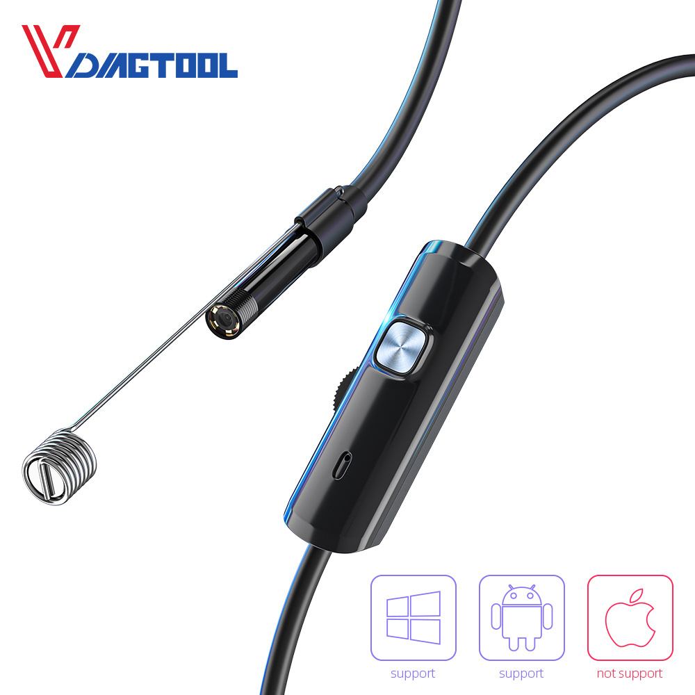 Vdiagtool Portable Mobile Endoscope Camera 5.5mm 7mm 8mm IP67 Waterproof 6 LED Borescope Car Inspection Camera