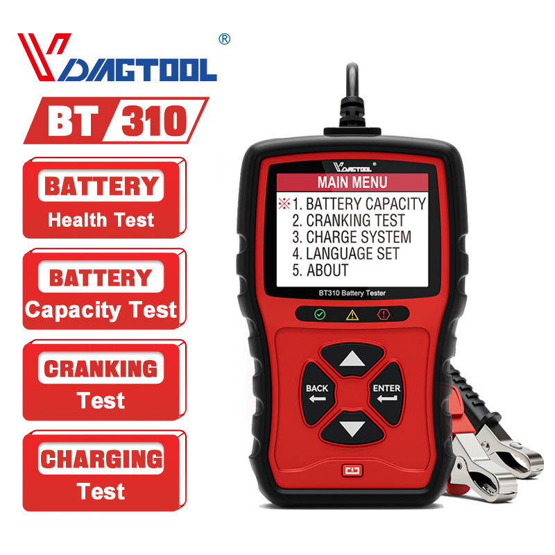 VDIAGTOOL BT310 Car Battery Tester 12V 24V Vhicles Digital Automotive Diagnostic Cranking Charging Battery Tester Analyzer