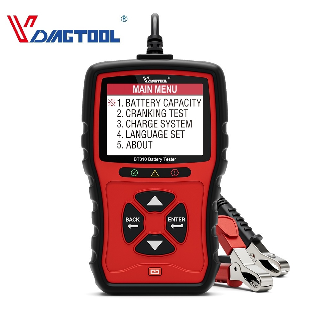 VDIAGTOOL BT310 Car Battery Tester 12V 24V Vhicles Digital Automotive Diagnostic Cranking Charging Battery Tester Analyzer