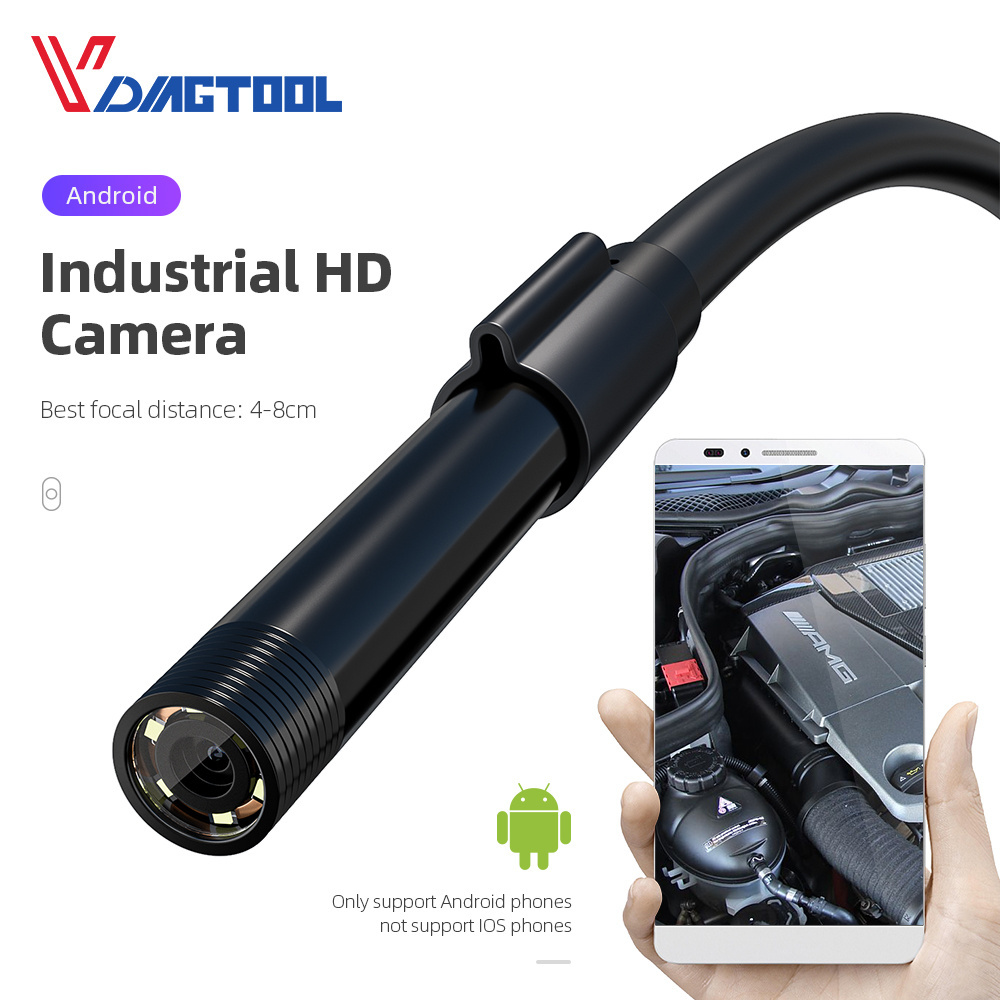 Vdiagtool Portable Mobile Endoscope Camera 5.5mm 7mm 8mm IP67 Waterproof 6 LED Borescope Car Inspection Camera