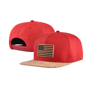 Casquette gorras american flag logo custom 5 panel snapback hat cap brim wooden cork hats