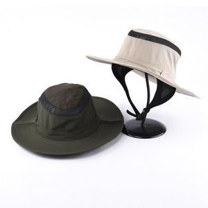 Custom polyester waterproof adjustable chin strap adult fisherman surfing bucket hat