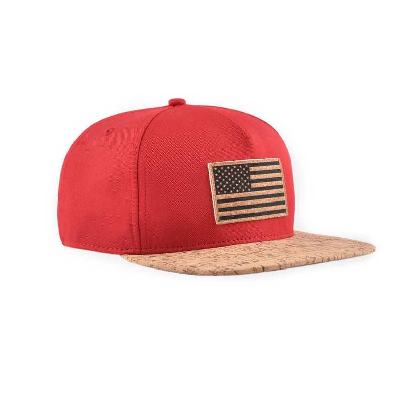 Casquette gorras american flag logo custom 5 panel snapback hat cap brim wooden cork hats