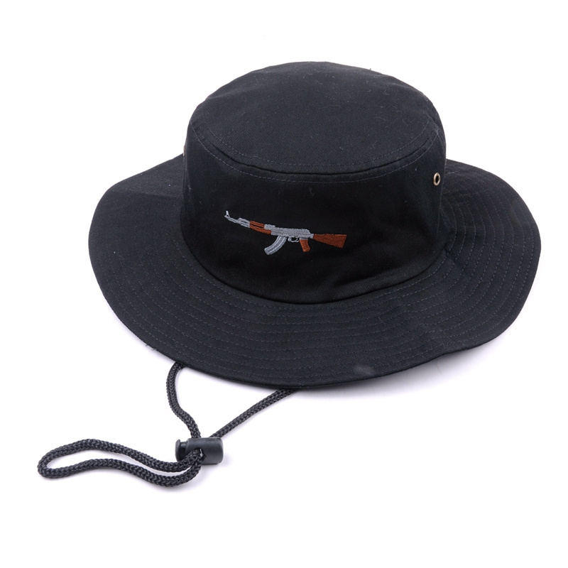 Summer Wholesale custom fisherman hats small order plain wide brim designer bucket hat with string for men