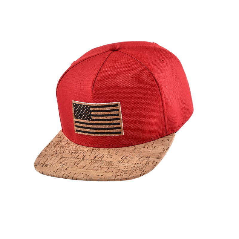 Casquette gorras american flag logo custom 5 panel snapback hat cap brim wooden cork hats