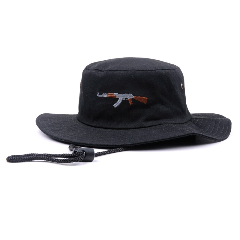 Summer Wholesale custom fisherman hats small order plain wide brim designer bucket hat with string for men