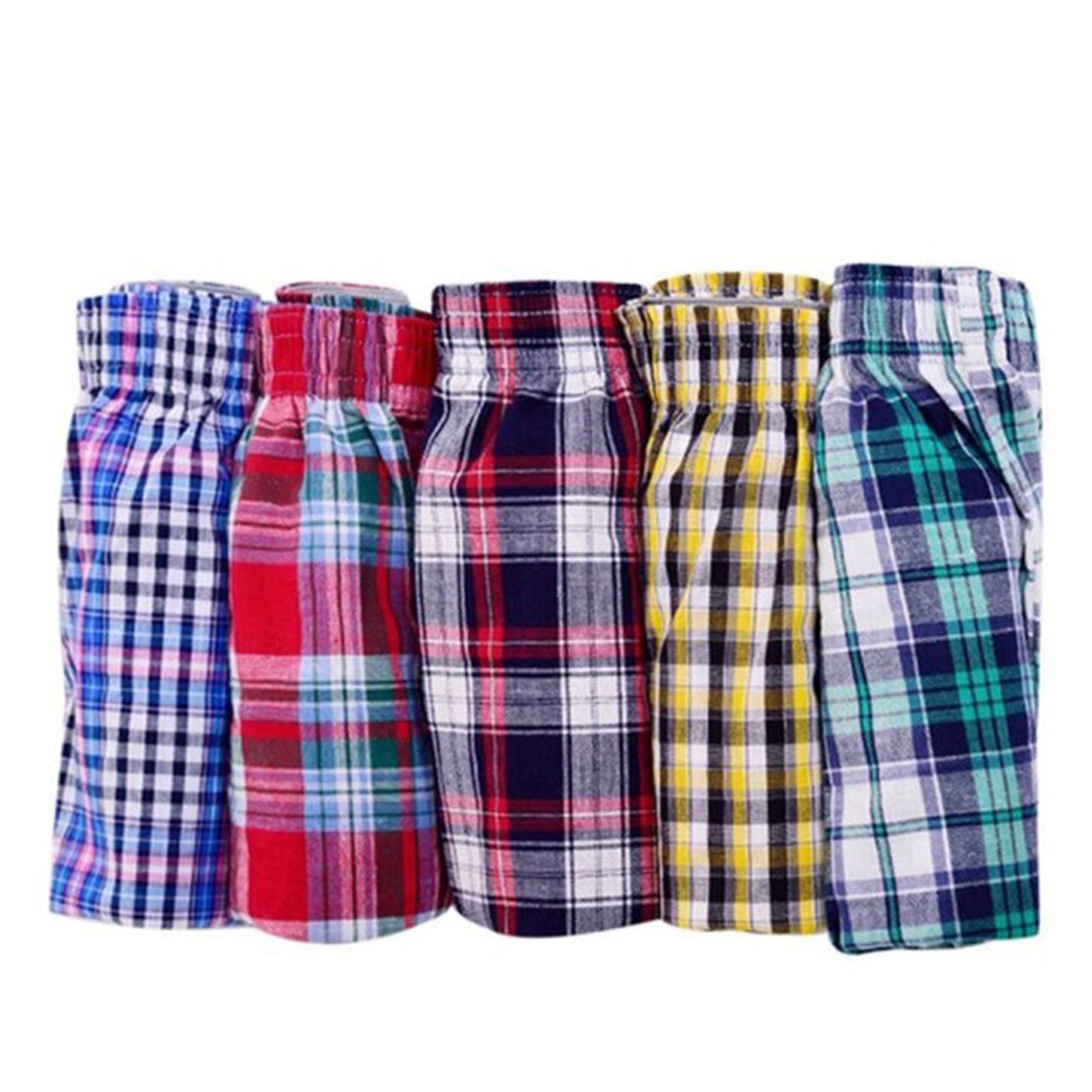 Classic Plaid Men's Boxer Cotton Underwear Elastic Waist Band 100 % Cotton Check Design Boxers