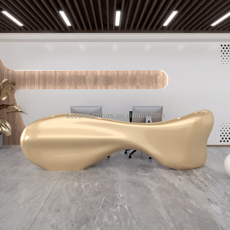 FRP furniture Gold and white black and blue modern reception desk for beauty salon front desk reception counter