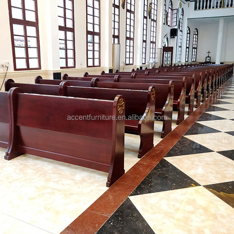 Theater furniture church stack chair with kneeler benches kneeling thickpads wood church pews