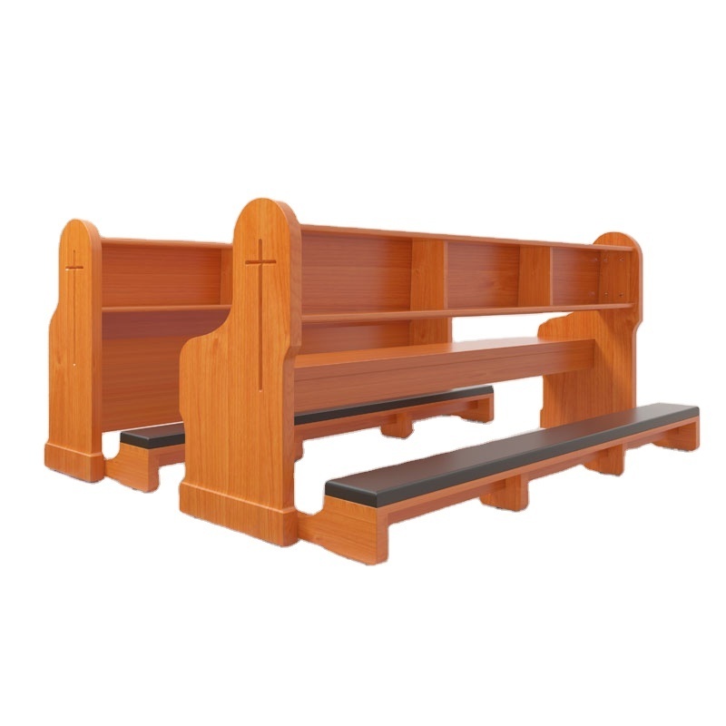 Customizable solid wood bench for the church auditorium music hall catholic church pews and kneelers