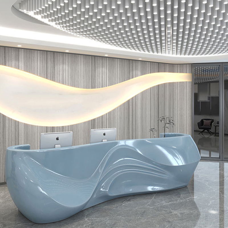 FRP furniture Hospital beauty salon spa hotel Colorful and customizable fluted reception desk