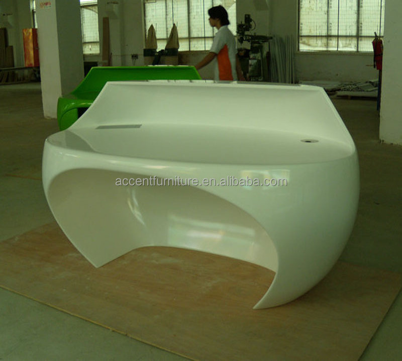 hot sale modular desk with counter furniture beauty salon oval shape pink reception desk