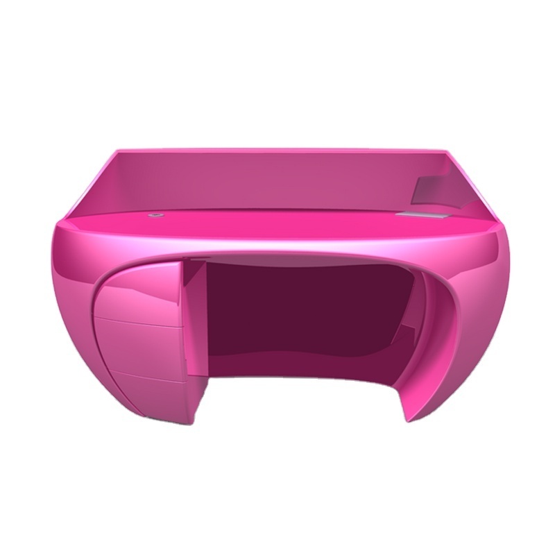 hot sale modular desk with counter furniture beauty salon oval shape pink reception desk