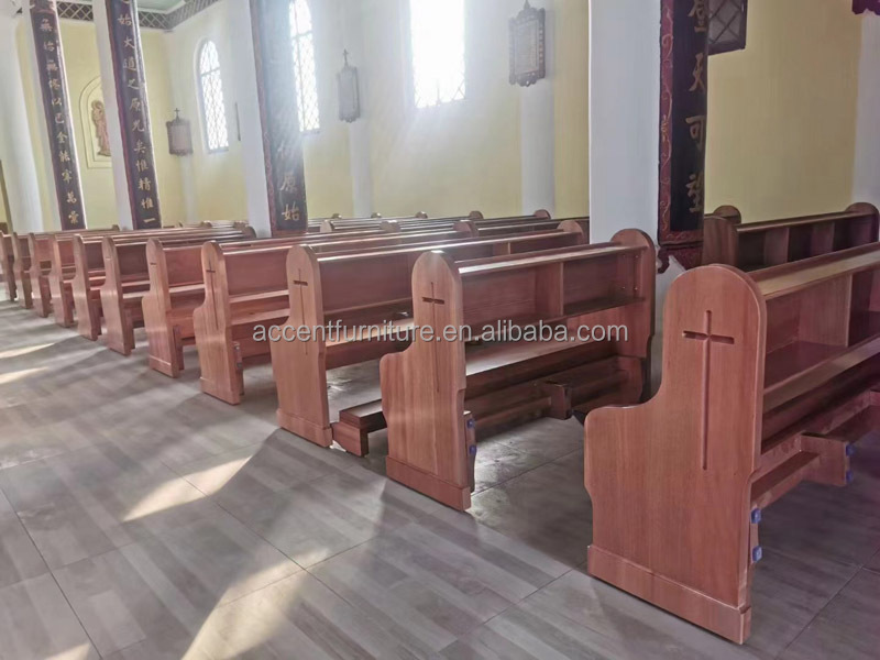 Solid wood bench auditorium theater church chairs for church  color cherry church seats