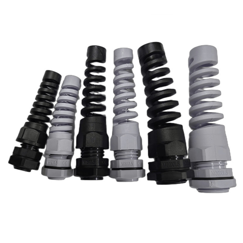 IP68 Waterproof M16 Black Cable Gland Connector Plastic Flex Spiral Strain Relief Protector for 4 to 8mm Wire Thread