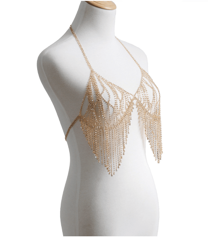 Shihan Body Chain Set Sexy Chain Skirt Rhinestone Bling Rhinestone Lingerie For Bikini Bra Chain