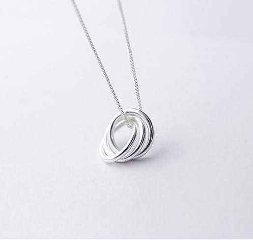 Fashion Jewelry 925 Sterling Silver Three Circle Pendant Necklace