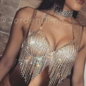 Shihan Body Chain Set Sexy Chain Skirt Rhinestone Bling Rhinestone Lingerie For Bikini Bra Chain