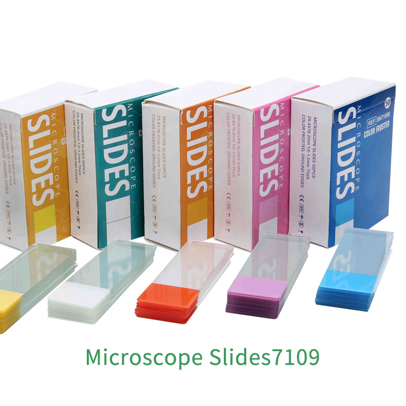 Laboratory Medical Microscope Prepared Slides Disposable Color Frosted Ground Edges Microscope Glass Slides 7109