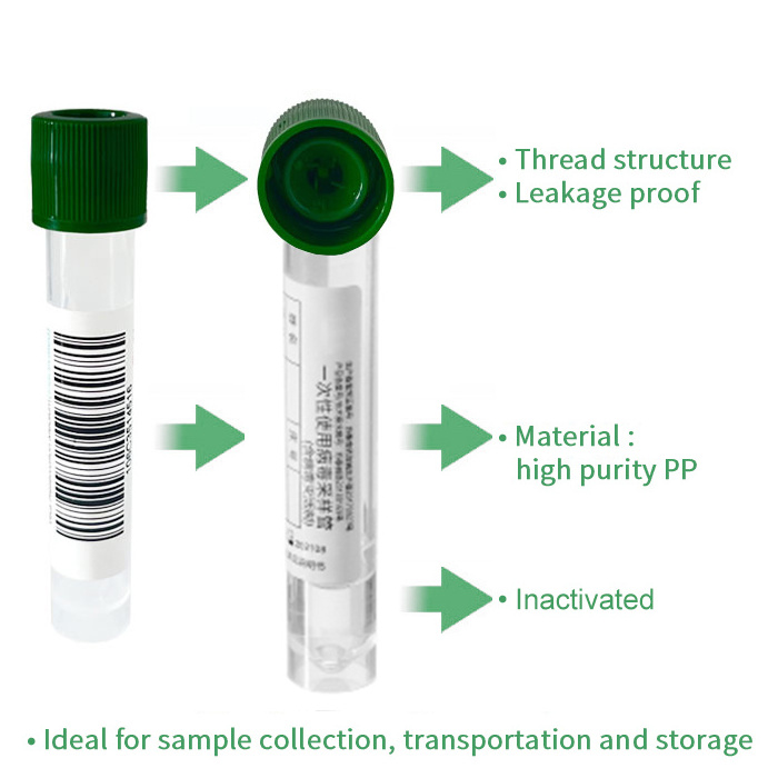 Medical Disposable Sample Collection Tube With Flocked Swab VTM Test Kit 7ml