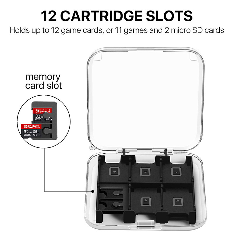 Switch 12 in 1 Game Card Case Cartridges Holder for Nintendo Switch Lite/OLED Game Card Clear Portable Protective Storage Box