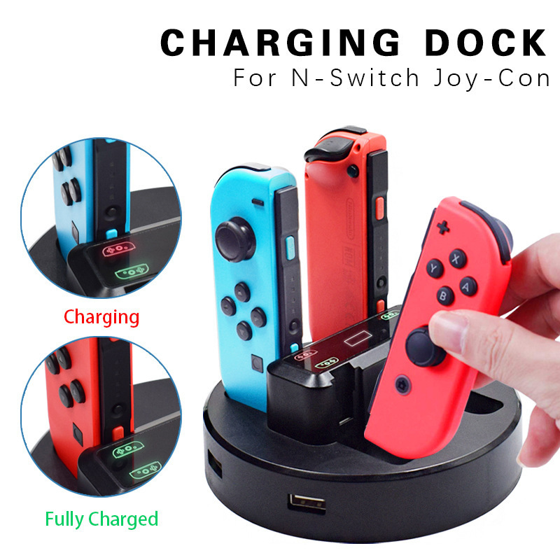 Power Dock for Switch Joycon Charger 4 in 1 Charging Dock for Nintendo Controller Charging Station with USB C Charge Cable