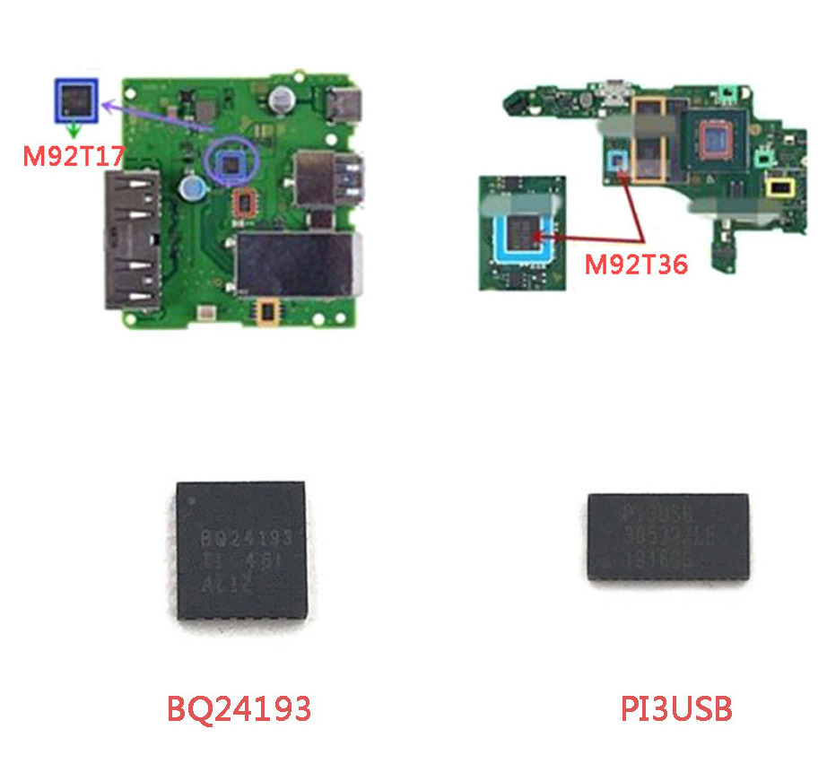 Original new IC For Nintend NS Switch motherboard Image power IC M92T36 Battery Charging IC AV Chip BQ24193 M92T17 P13USB M92T55