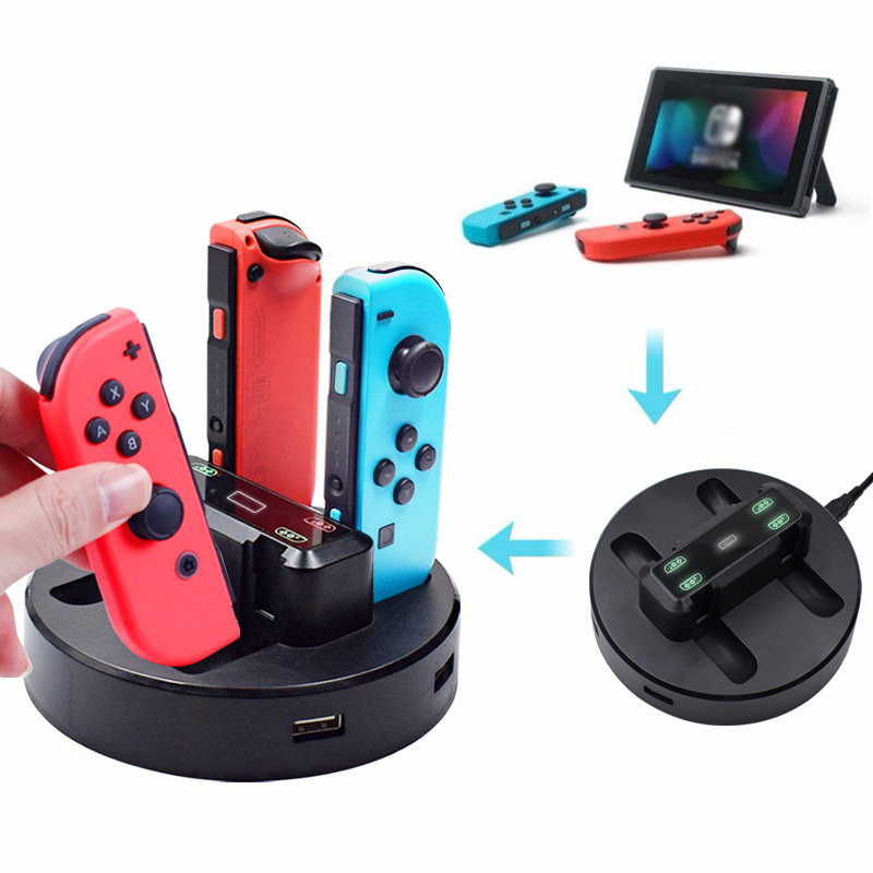 Power Dock for Switch Joycon Charger 4 in 1 Charging Dock for Nintendo Controller Charging Station with USB C Charge Cable