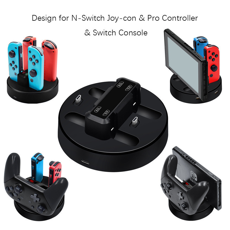 Charging Dock Station for Nintendo Switch Oled Console & Joy-con & Switch Pro Controller + Charger Indicator and Charging Cable