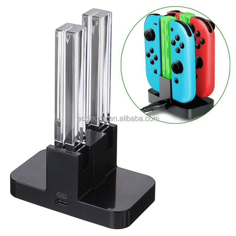 LED Charging Dock Station Charger Cradle For Nintendo Switch 4 Joy-Con Controllers 4 In 1 Charging Stand For Nintend Switch NS